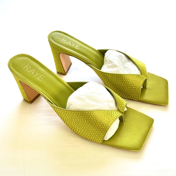 RAYE Shoes - Raye Van Heel Rhinestone in Green‎ embellished satin Size 10